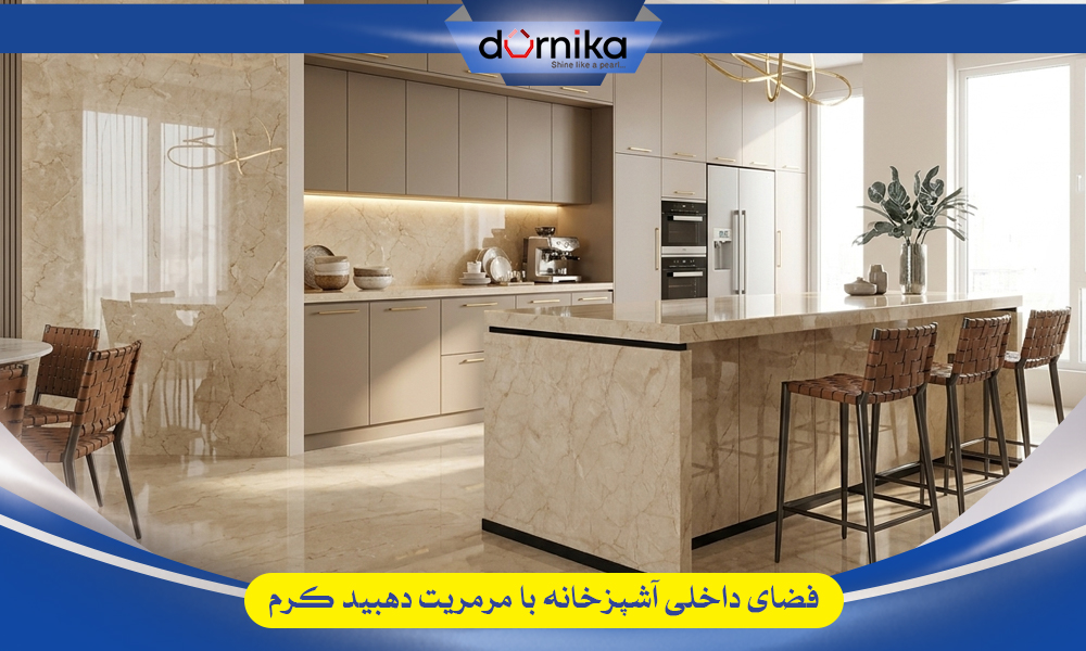 راهنمای خرید سنگ ساختمانی از طریق وبسایت درنیکا استون برای عموم مردم و آرشیتکت ها و معماران 3 فضای داخلی با مرمریت دهبید کرم